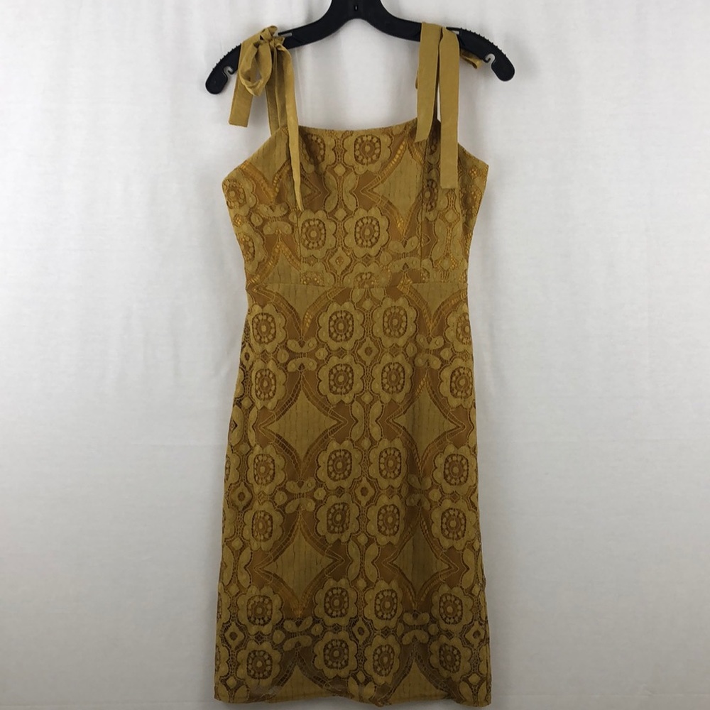 4 Sienna Mustard Lace Sheath Dress - Picture 2 of 5